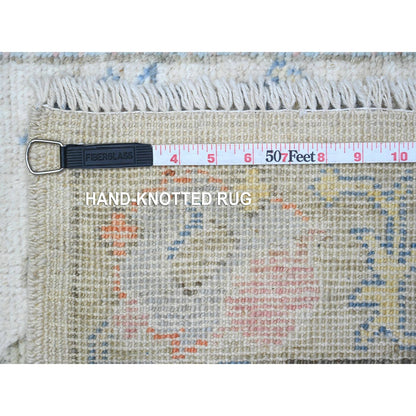 2'7"X15'9" White Smoke Gray Afghan Angora Oushak Xl Runner Oriental Rug