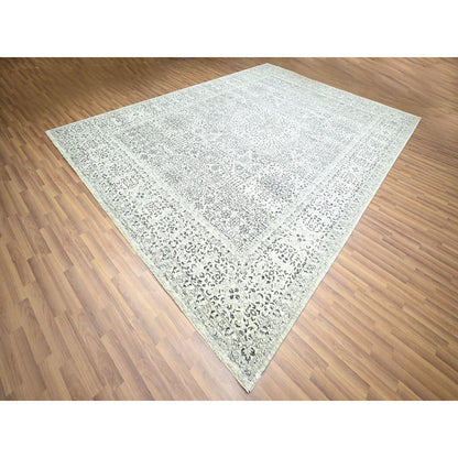 10'X14' Ivory 14Th Century Influence Mamluk Design Hand Knotted Wool Rug
