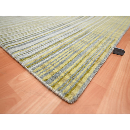 9'2"X12'4" Gray Mid Century Inspired Line Design Wool Hand Knotted Rug