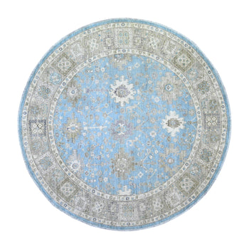 8'X8' Blue Mahal Design Hand Knotted Pure Wool Round Oriental Rug