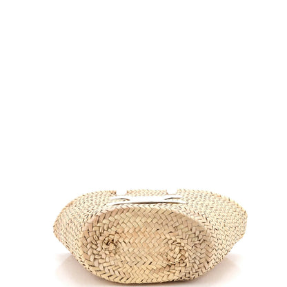 Celine Triomphe Basket Shoulder Bag Raffia With Leather Teen