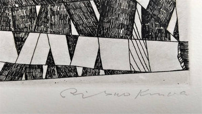 Risaburo Kimura Signed Original Etching Print Letter For New York Framed 1978