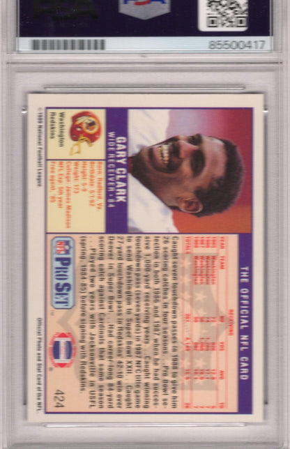 Gary Clark 1989 Topps #424 Autographed Card Psa Gem Mt 10 Card