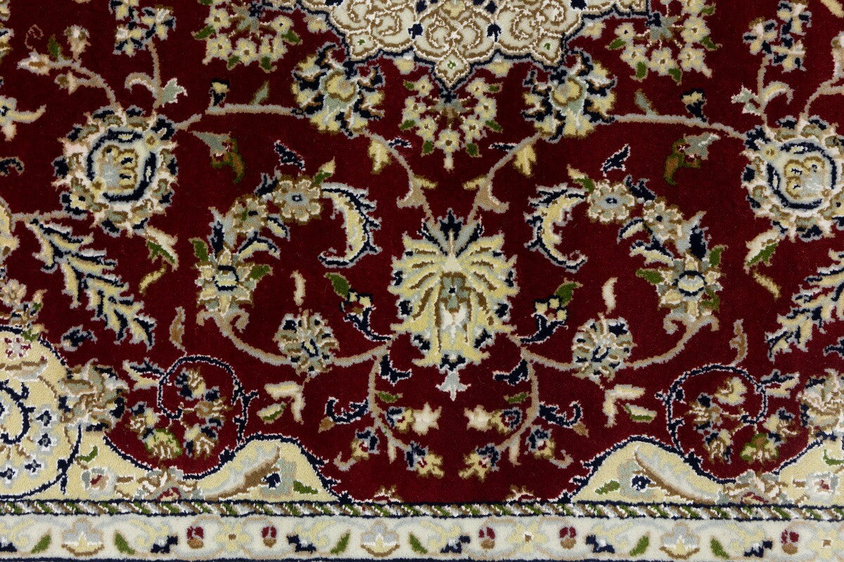 6X6 Ft Square Red Floral Indo-Nain Rug Classic