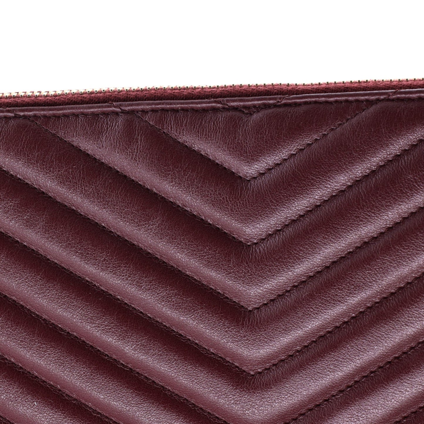 Saint Laurent Classic Monogram Wristlet Pouch Matelasse Chevron Leather Medium