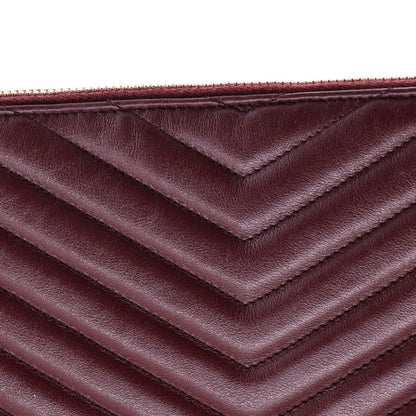 Saint Laurent Classic Monogram Wristlet Pouch Matelasse Chevron Leather Medium