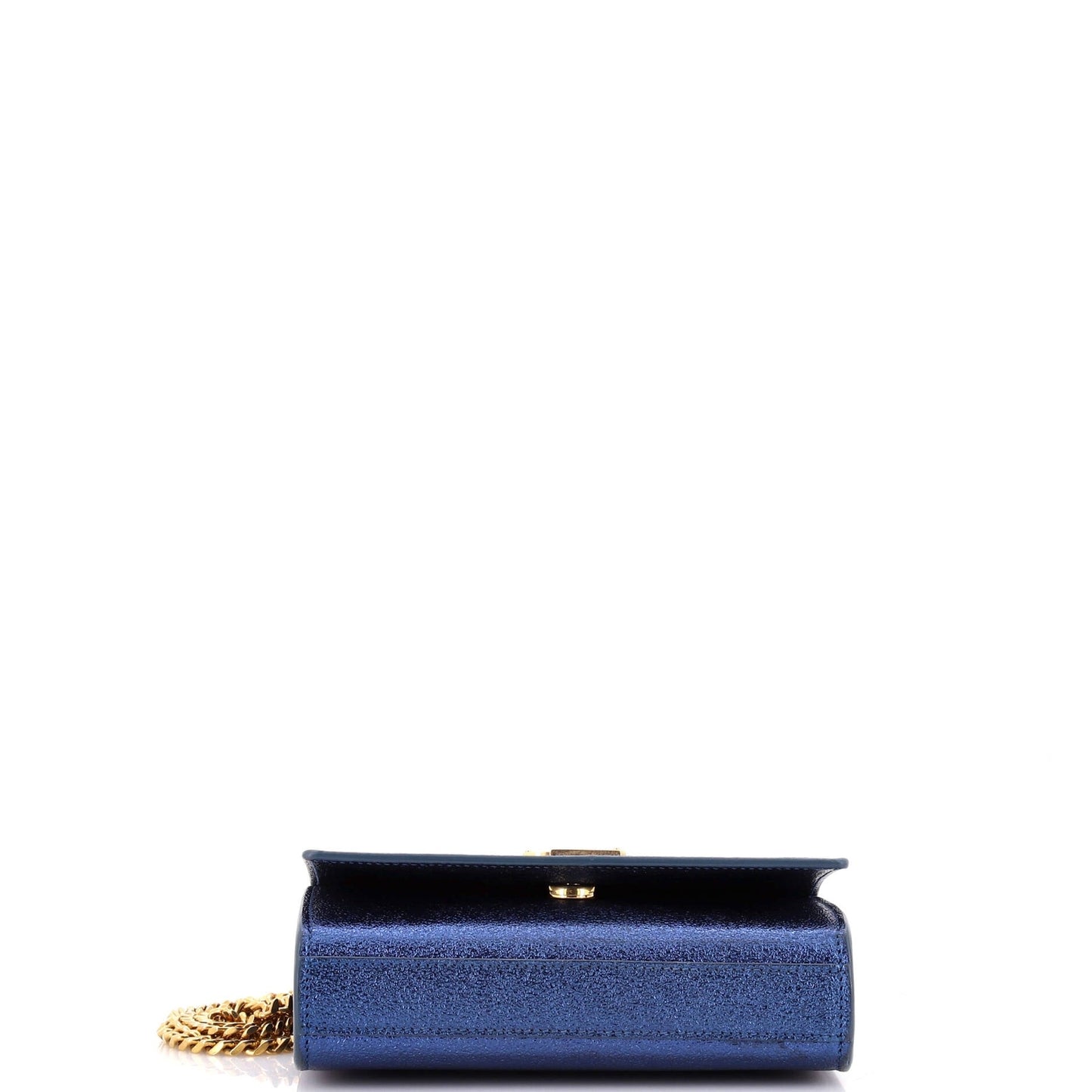 Saint Laurent Classic Monogram Crossbody Bag Metallic Leather Small