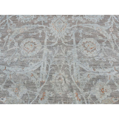 5'9"X9' Arctic Blue Silver Wash Peshawar Hand Knotted Pure Wool Rug