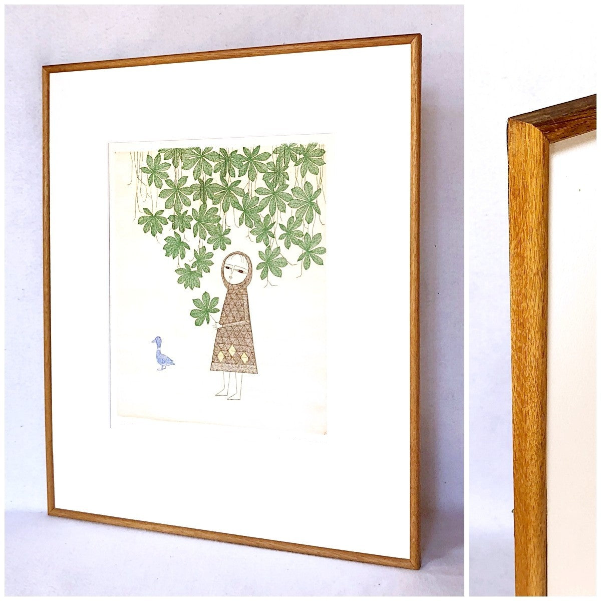 Keiko Minami Girl & Horse Chestnut Etching 1975 Signed ED 32/ 50 Framed With Box
