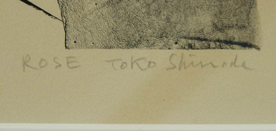Hand signed rose lithograph print framed by shinoda toko 1976