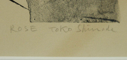 Hand signed rose lithograph print framed by shinoda toko 1976
