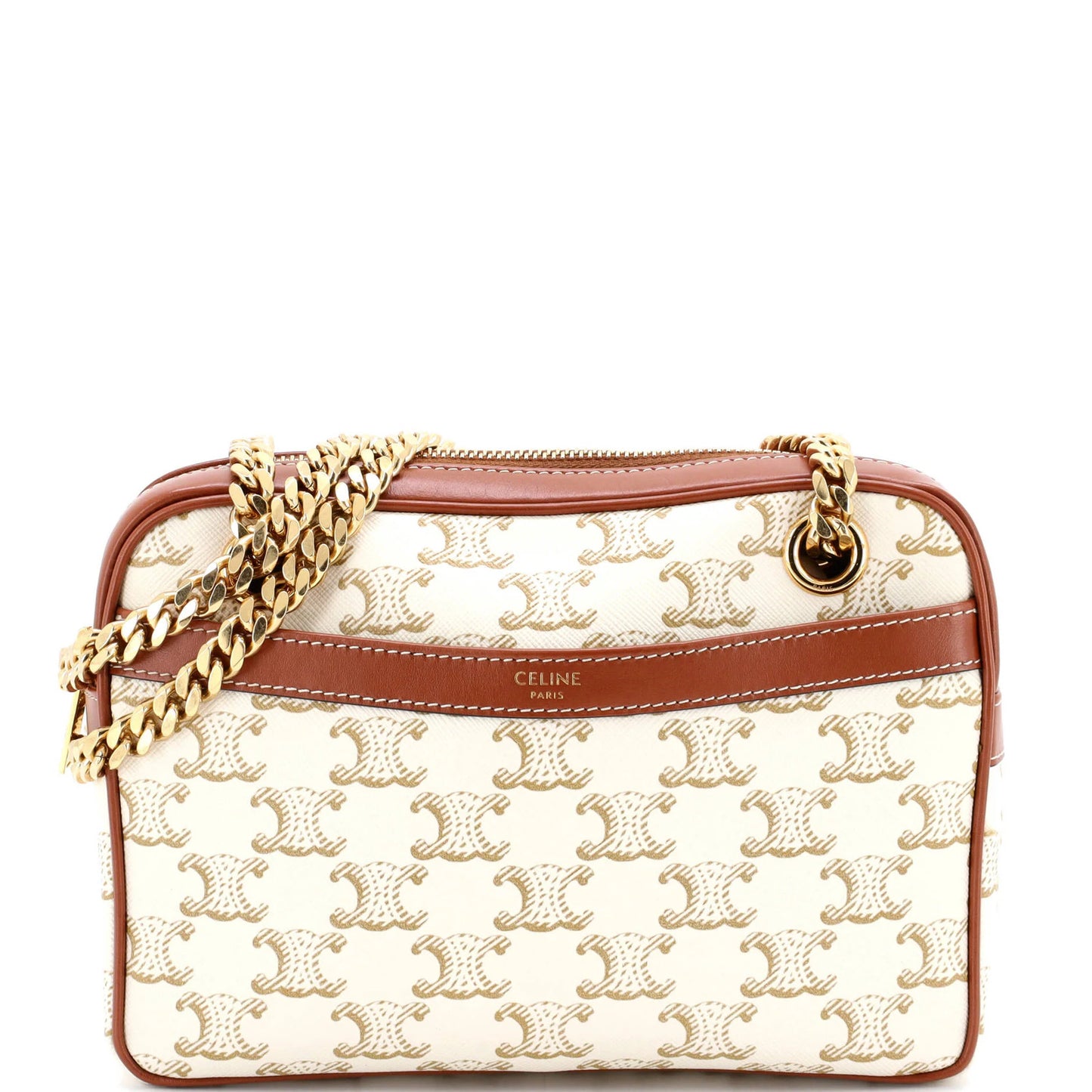 Celine Patapans Bag Triomphe Coated Canvas Small