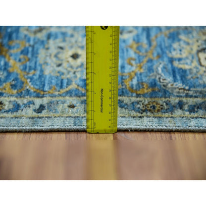 6'1"X9'3" Pale Blue Shah Abbas Flower Hand Knotted Wool Oriental Rug