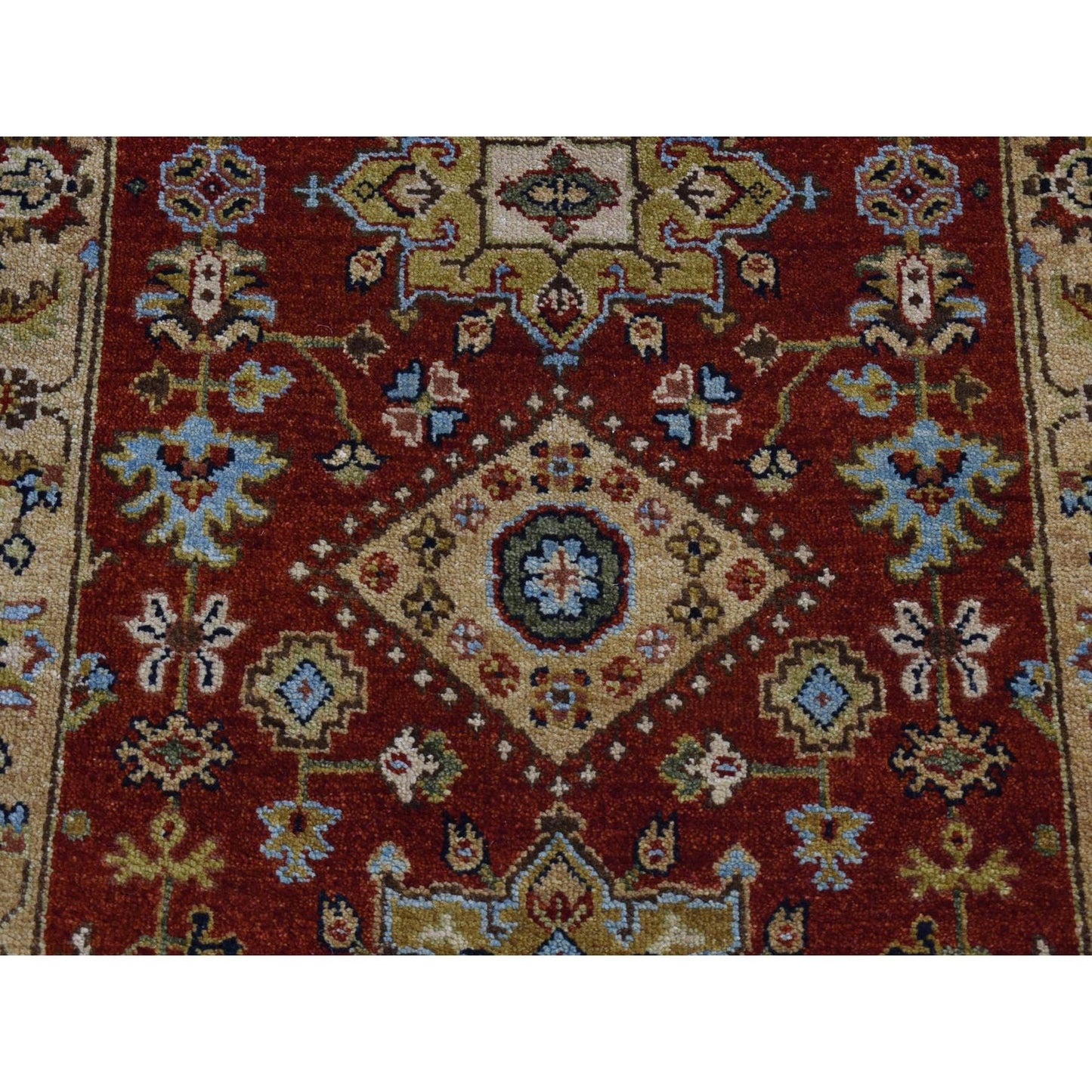 2'9"X9'9" Sangria Red Karjihooz Design Wool Hand Knotted Runner Rug