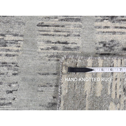 2'6"X17'10" Gray Undyed Natural Wool Modern Xl Runner Hand Knotted Rug