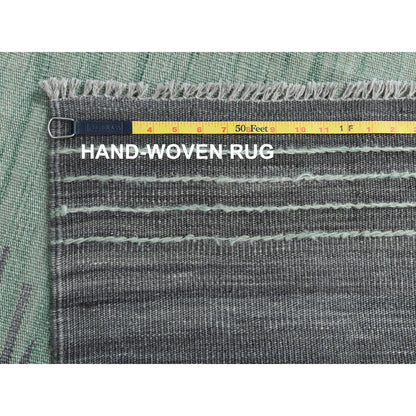 8'2"X10'1" Hand Woven Light Green Flat Weave Kilim Handspun Wool Rug