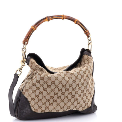 Gucci Diana Bamboo Shoulder Bag Gg Canvas Medium