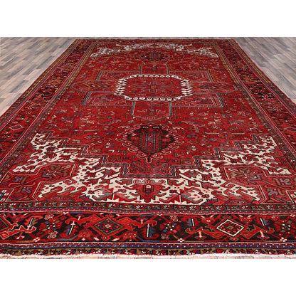 10'2"X13'8" Penn Red Hand Knotted All Wool Cropped Thin Oriental Rug