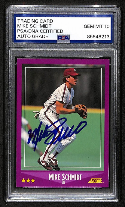 Mike Schmidt 1988 Score Card #16 Phillies HOF Signed PSA/ DNA Auto GEM 10 209364
