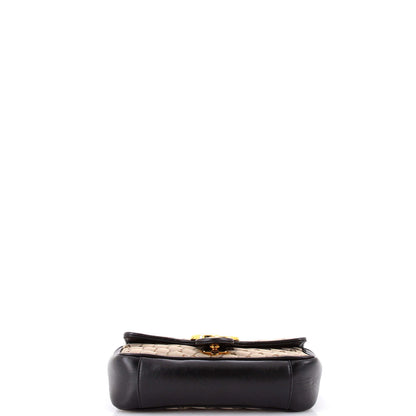 Gucci Gg Marmont Flap Bag Diagonal Quilted Gg Canvas With Leather Mini