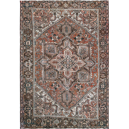 8'7"X12'3" Blush Red Vintage Zoroastrian Heris Pure Wool Hand Knotted Rug