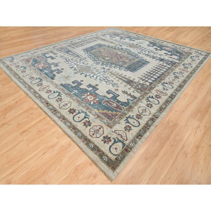 13'10"X16'2" Ivory Reimagined Viss Design Wool Hand Knotted Oversized Rug