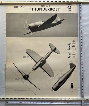 Wwii 1943 Us Navy Aircraft Recognition Poster P-47 Thunderbolt Republic Fighter