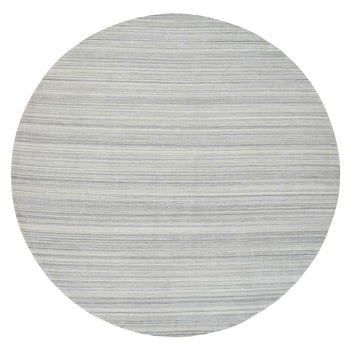 12'X12' Gray Hand Loomed Undyed Natural Wool Modern Design Round Rug