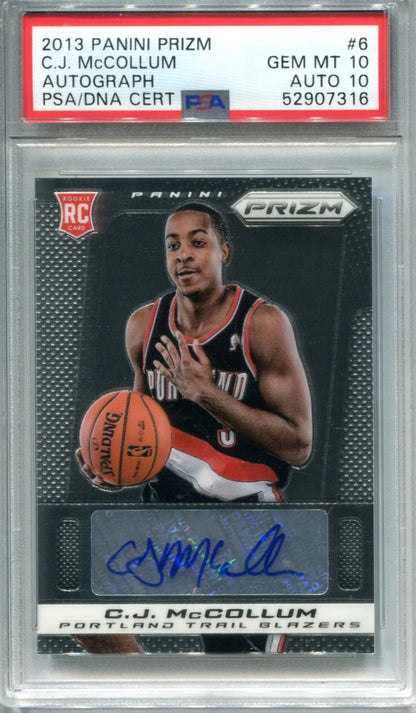 Cj Mccollum 2013 Panini Prizm #6 Auto (Psa Gem Mt 10, Auto 10)