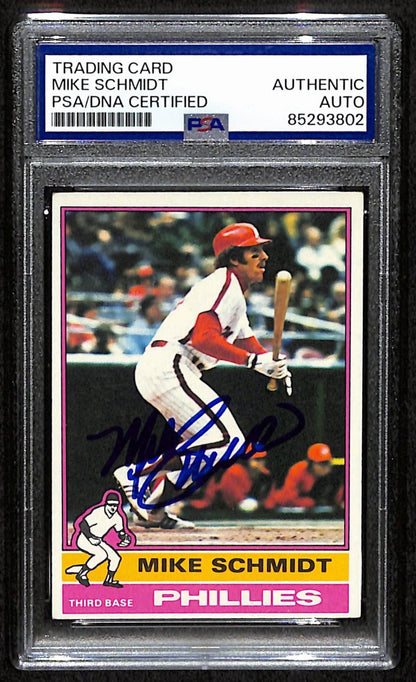 Mike Schmidt Hof Signed/Autographed 1976 Topps Card #480 Phillies Psa/Dna 190641