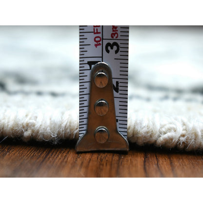 2'10"X11'4" Ivory Hand Knotted Moroccan Berber Soft Shiny Wool Runner Rug