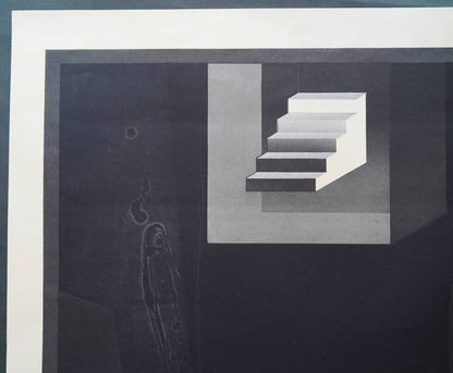 Akira Kurosaki Signed Woodblock Print Modern Art of Darkness Composition