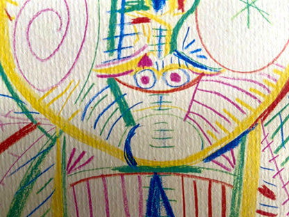 Pablo Picasso Lithograph Coa Hand Signed Pen Numbered Pencil Crayon