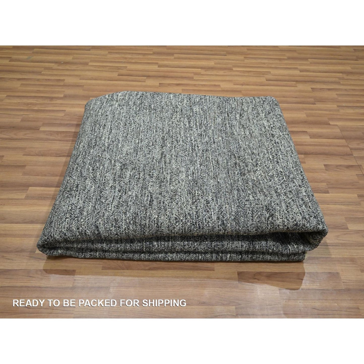 8'1"X10'1" Dim Gray Hand Knotted Kohinoor Small Geometric Design Wool Rug