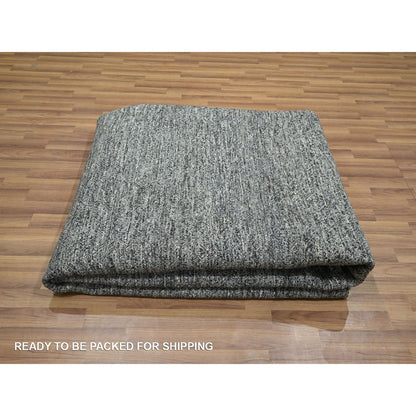 8'1"X10'1" Dim Gray Hand Knotted Kohinoor Small Geometric Design Wool Rug