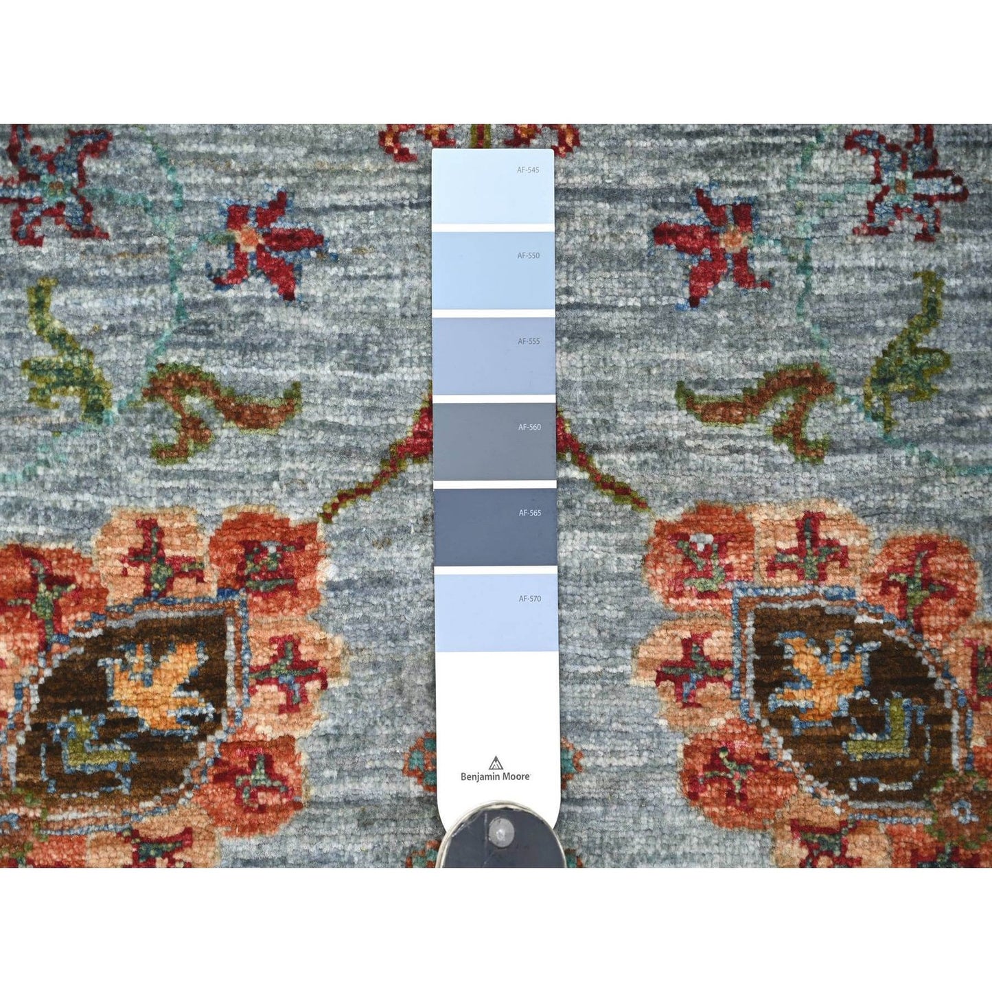 2'9"x8'6" Blue Afghan Sultani with All Over Design Wool Runner Rug