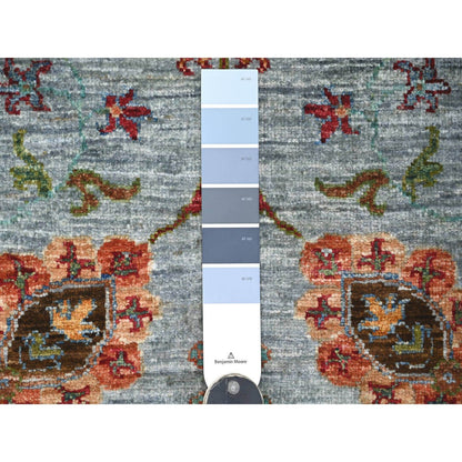 2'9"x8'6" Blue Afghan Sultani with All Over Design Wool Runner Rug