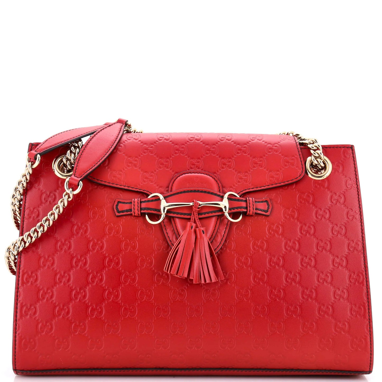 Gucci Emily Chain Flap Shoulder Bag Guccissima Leather Large