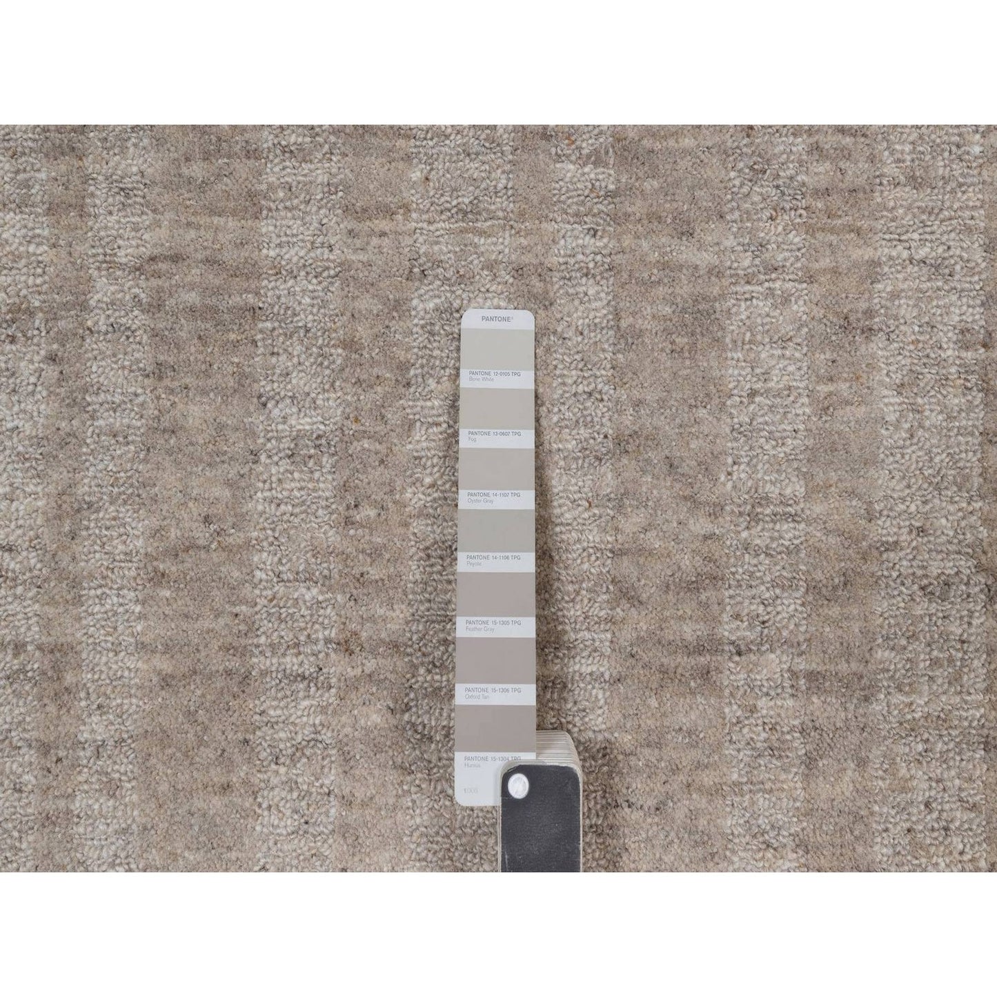 8'X8' Beaver Brown Stripes Design Hand Loomed Natural Wool Round Rug