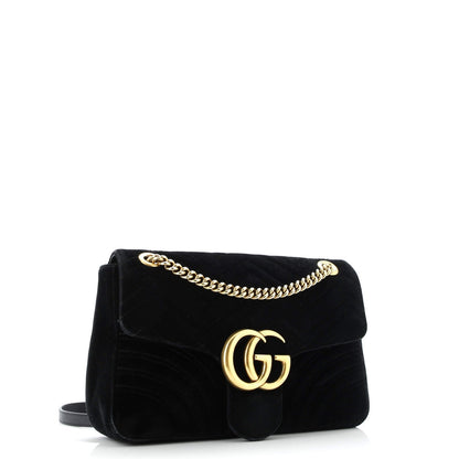 Gucci Gg Marmont Flap Bag Matelasse Velvet Medium