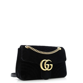 Gucci Gg Marmont Flap Bag Matelasse Velvet Medium