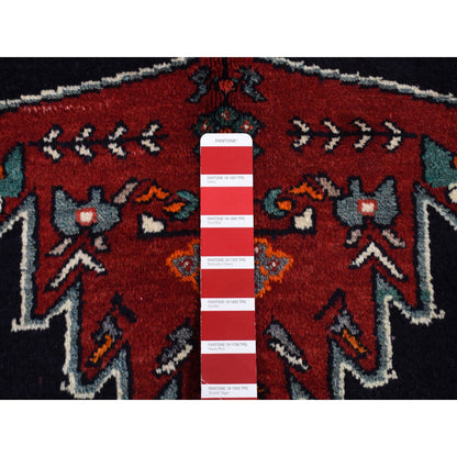 4'8"x9'7" Blue New Zoroastrian Khamadan Wool Hand Knotted Runner Rug