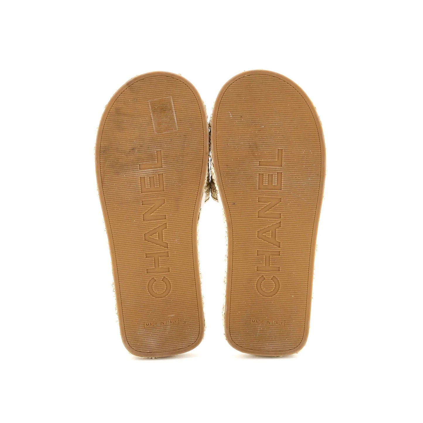 Chanel Women'S Cc Slide Mules Woven Raffia