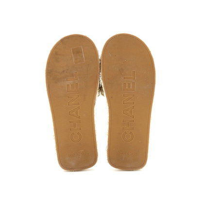 Chanel Women'S Cc Slide Mules Woven Raffia