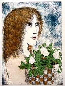 Bruno Caruso 'Girl With Flower Basket' Aquatint