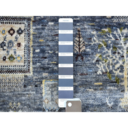 5'10"X9' Hand Knotted Wool Kashkuli Gabbeh Black Blue And Gray Rug