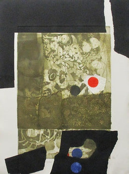 Antoni Clave Carborundum Print Black Dot Red Dot Signed Ed25 Spain Sheet Only