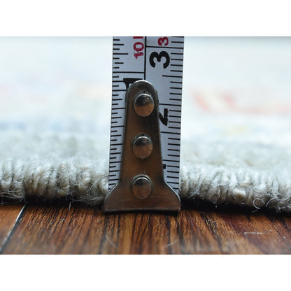 4'4"X10' Taupe Hand Knotted Wool Afghan Angora Oushak Wide Runner Rug