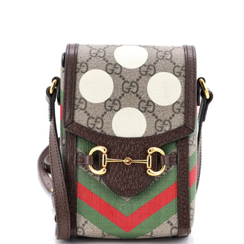 Gucci Horsebit 1955 Crossbody Bag Printed Gg Coated Canvas Mini