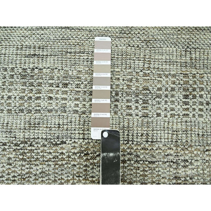 2'7"X10' Brown Hand Knotted Rug Wool Oxidized Grass Design Runner Oriental